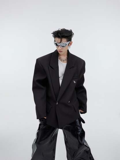 【23s September.】Padded Shoulder Oversized Blazer-IYAMIUIO