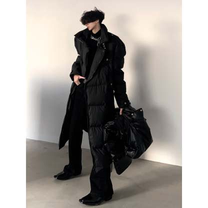 【23s December.】Hooded Leather Vest Two-piece Long Down Jacket-IYAMIUIO