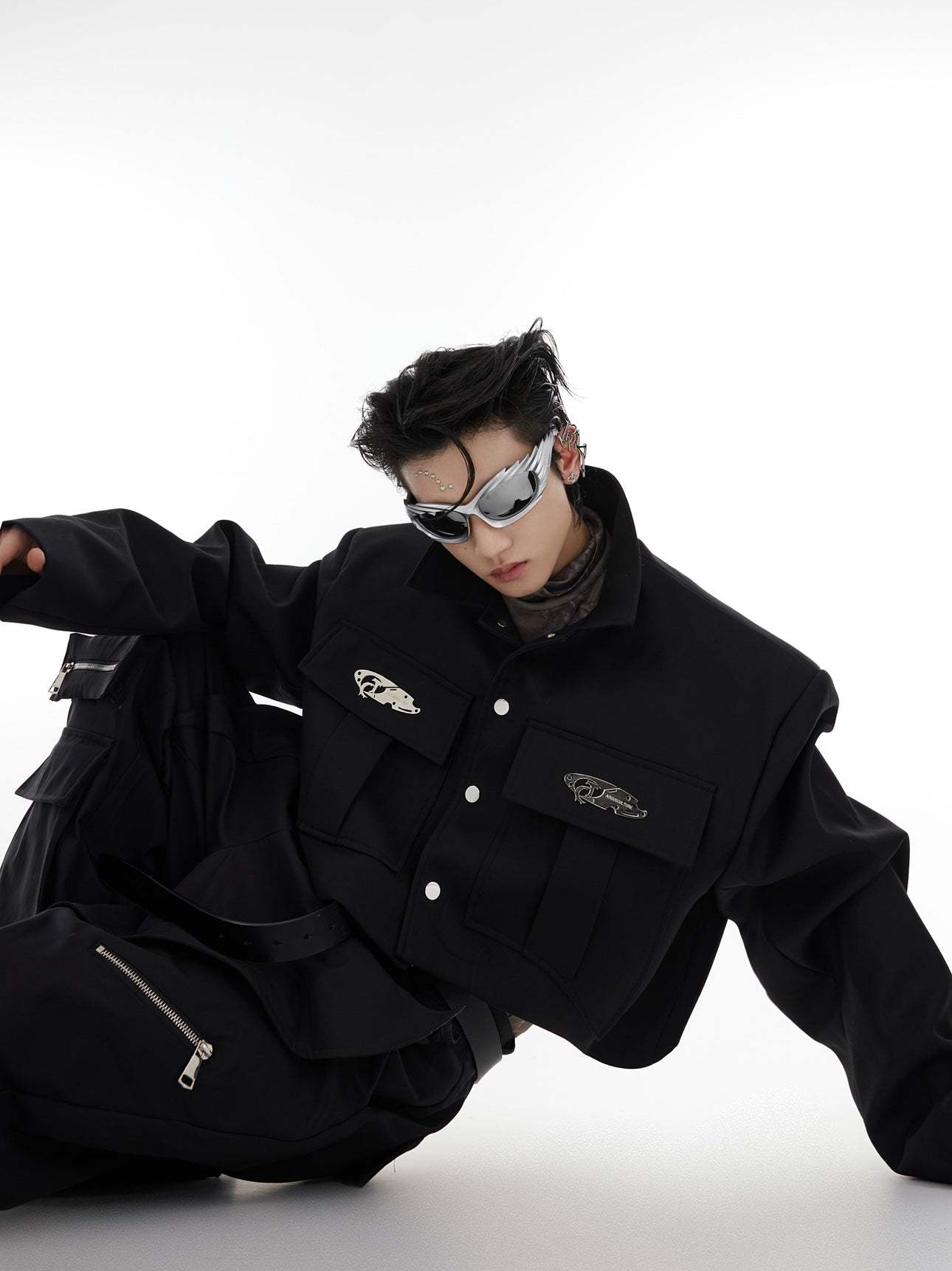 【23s August.】Oversized Paneled Cropped Jacket-IYAMIUIO