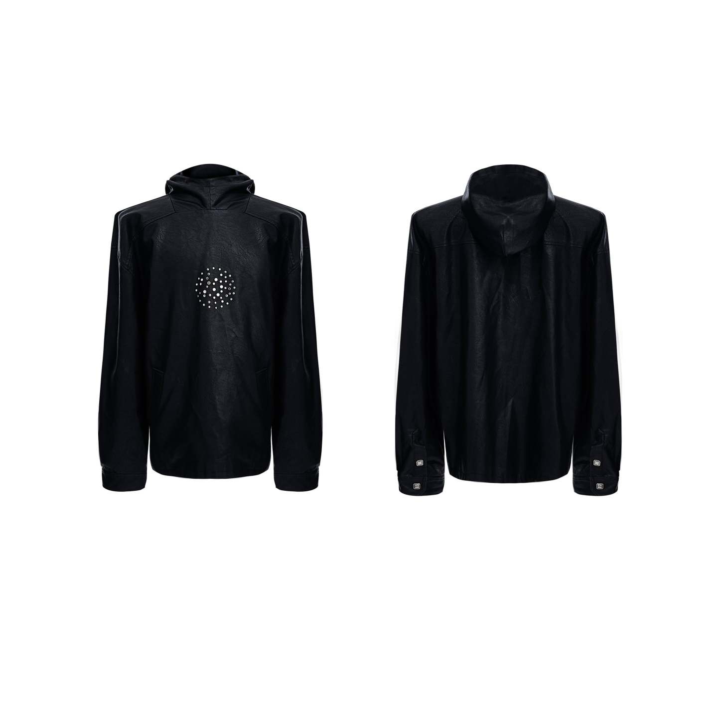 【24s Oct.】Metal Rivet Punk PU Leather Hoodie-IYAMIUIO