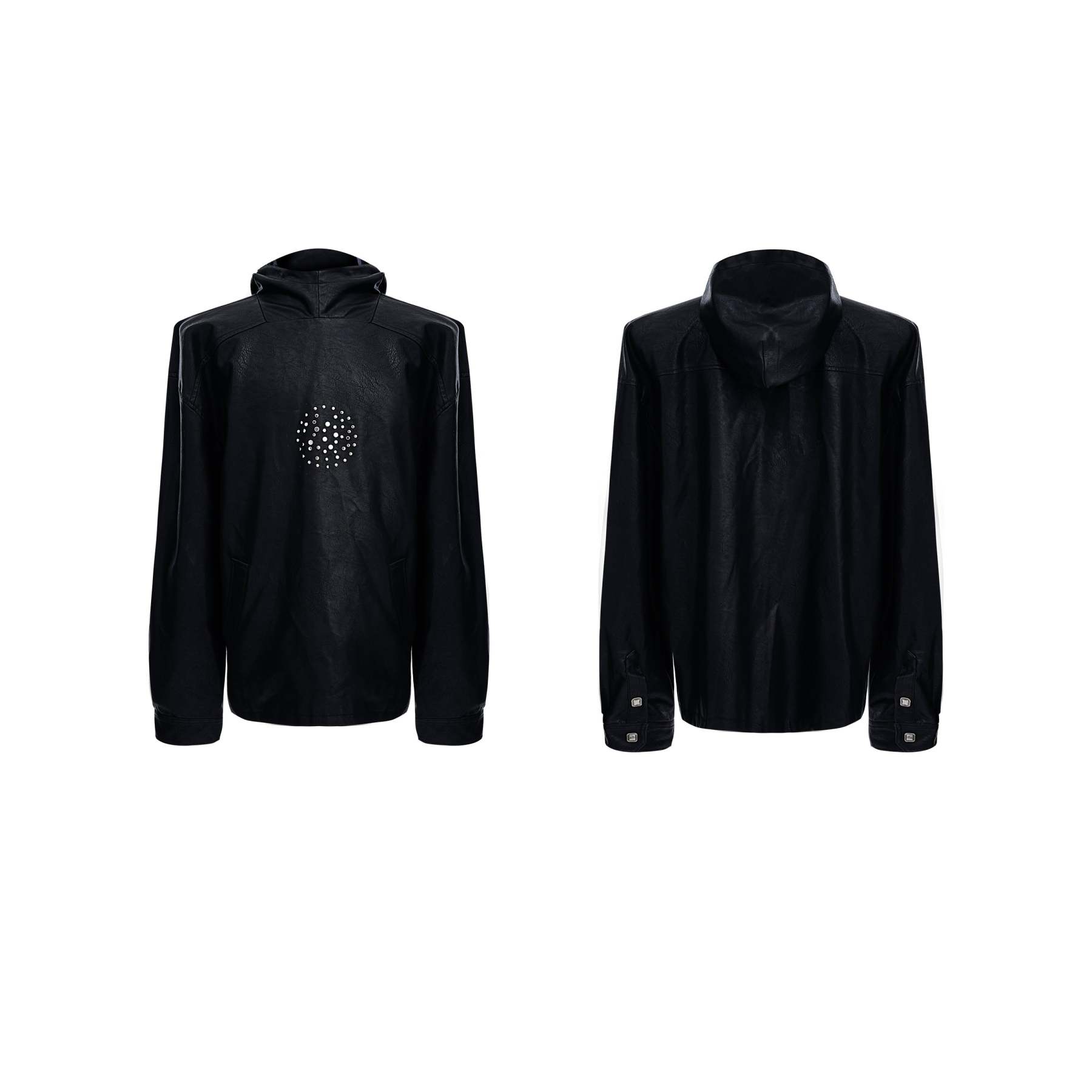【24s Oct.】Metal Rivet Punk PU Leather Hoodie-IYAMIUIO