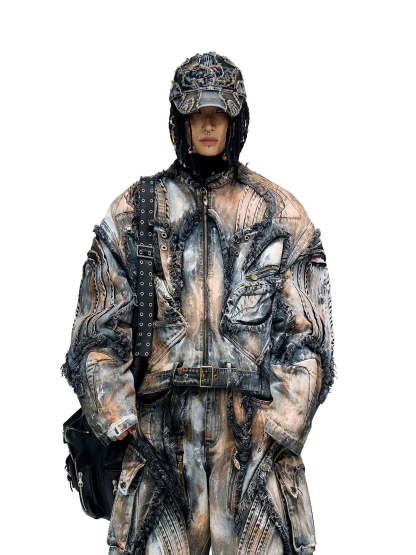 Graffiti Mud Wash Denim Jacket (only 60 pieces)-IYAMIUIO