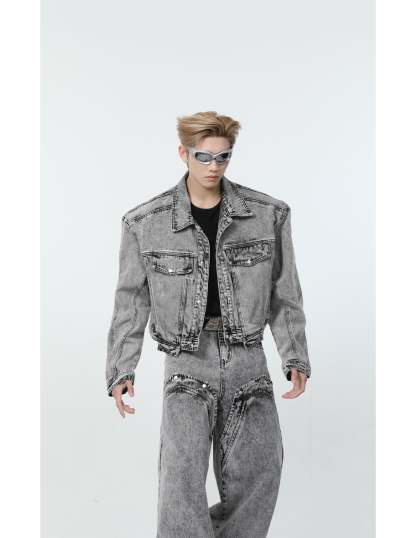 【24s March.】Retro Distressed Simple Denim Suit-IYAMIUIO