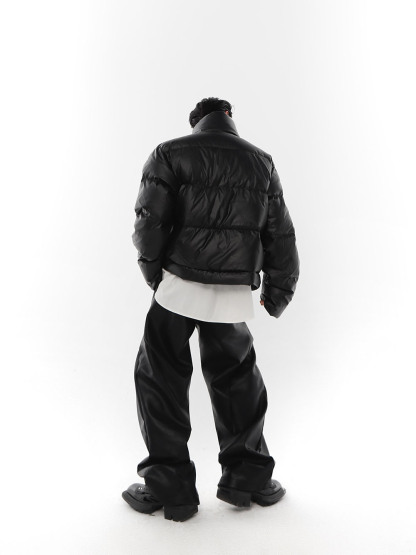 Irregular Leather Jacket-IYAMIUIO