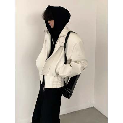 【24s March.】High Street Vibe Deconstructed Leather Jacket-IYAMIUIO