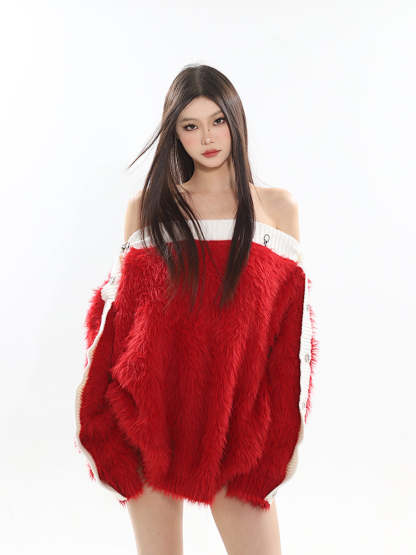 【23s November.】One-shoulder Metal Button Sweater-IYAMIUIO