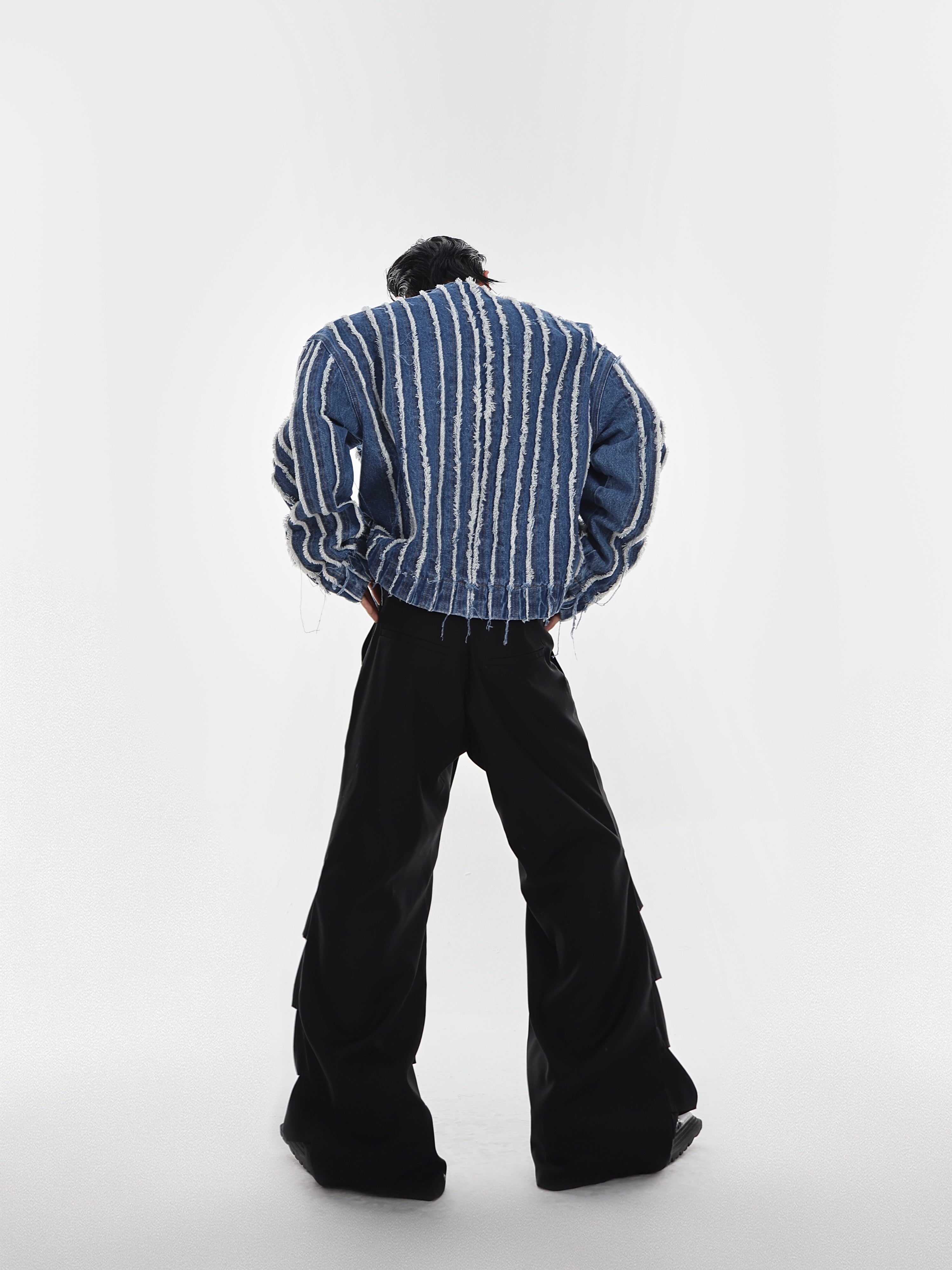 【23s Jun.】Fringed Shoulder Padded Denim Jacket-IYAMIUIO