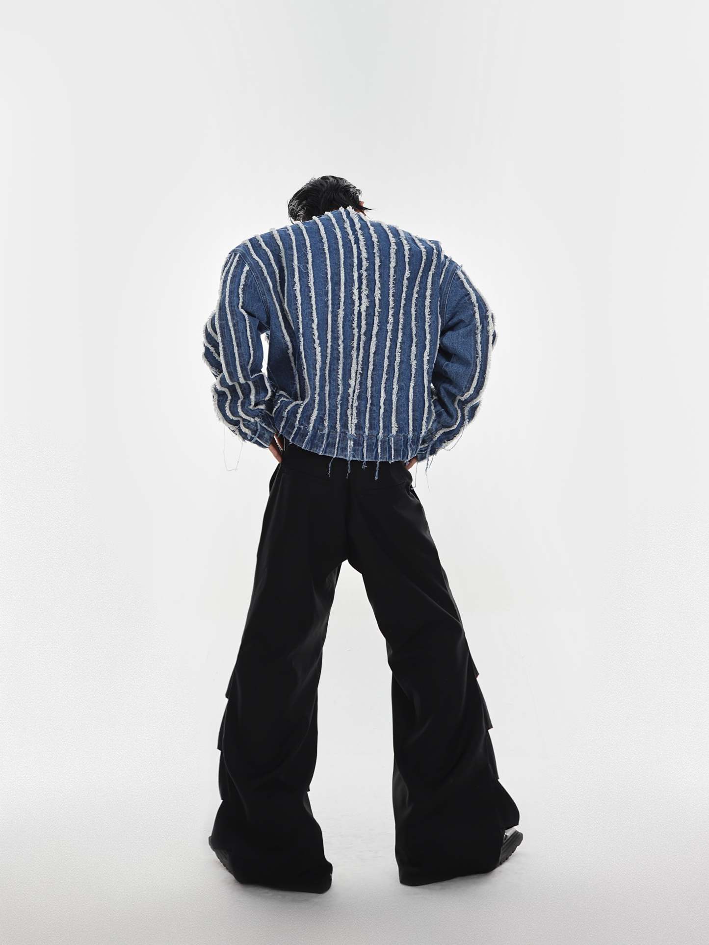 【23s Jun.】Fringed Shoulder Padded Denim Jacket-IYAMIUIO