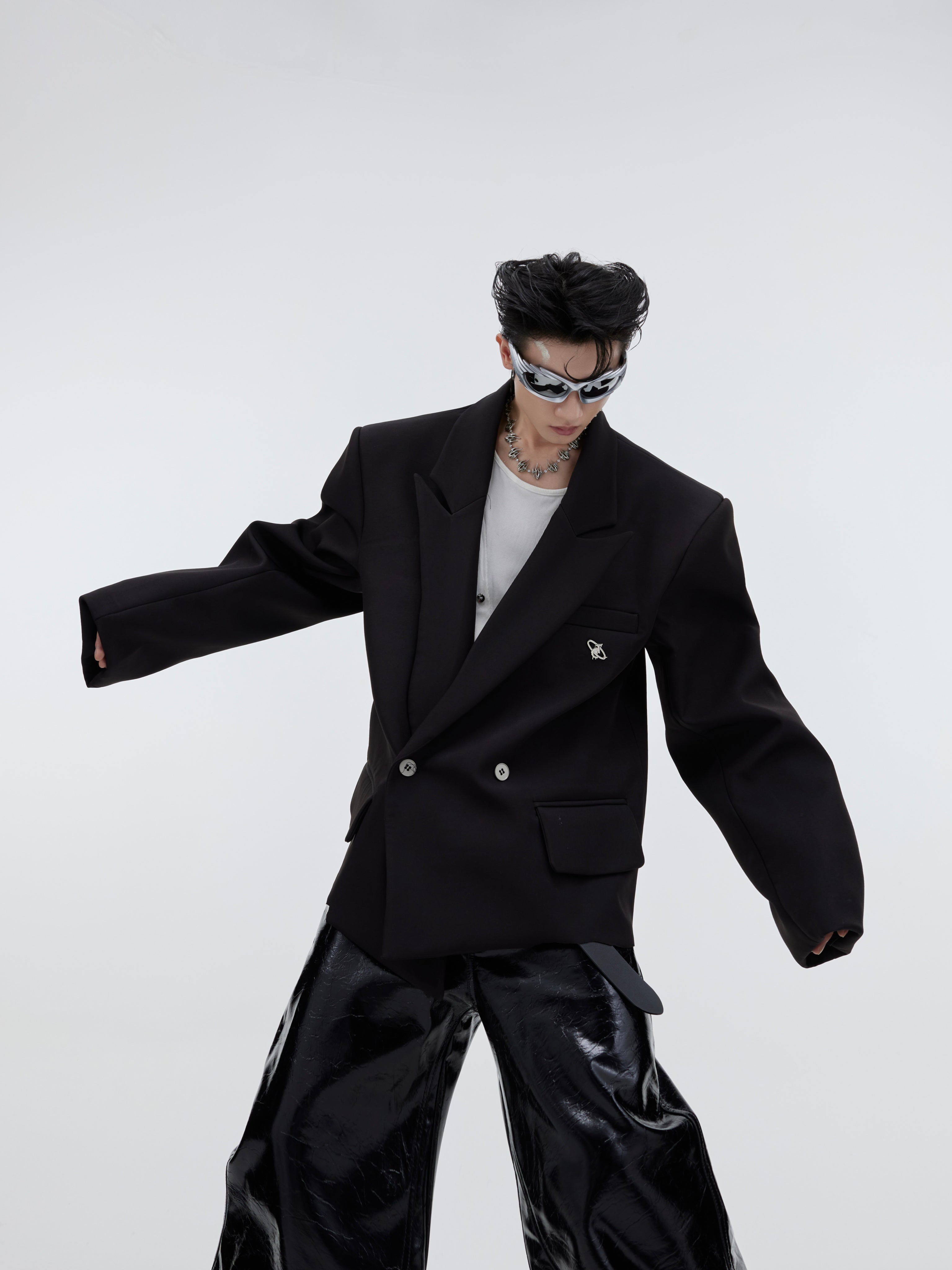 【23s September.】Padded Shoulder Oversized Blazer-IYAMIUIO