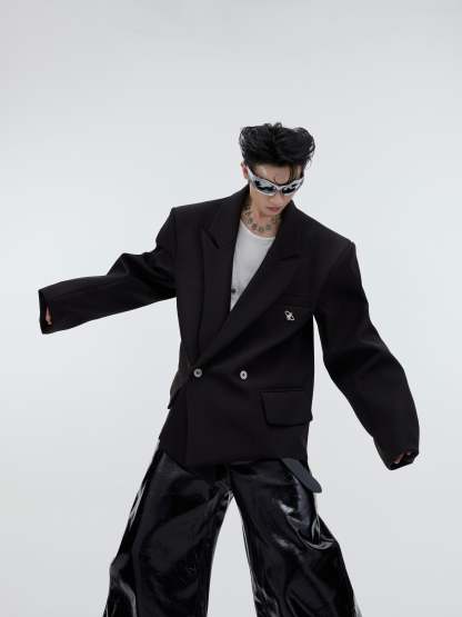 【23s September.】Padded Shoulder Oversized Blazer-IYAMIUIO