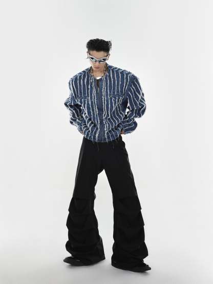 【23s Jun.】Fringed Shoulder Padded Denim Jacket-IYAMIUIO