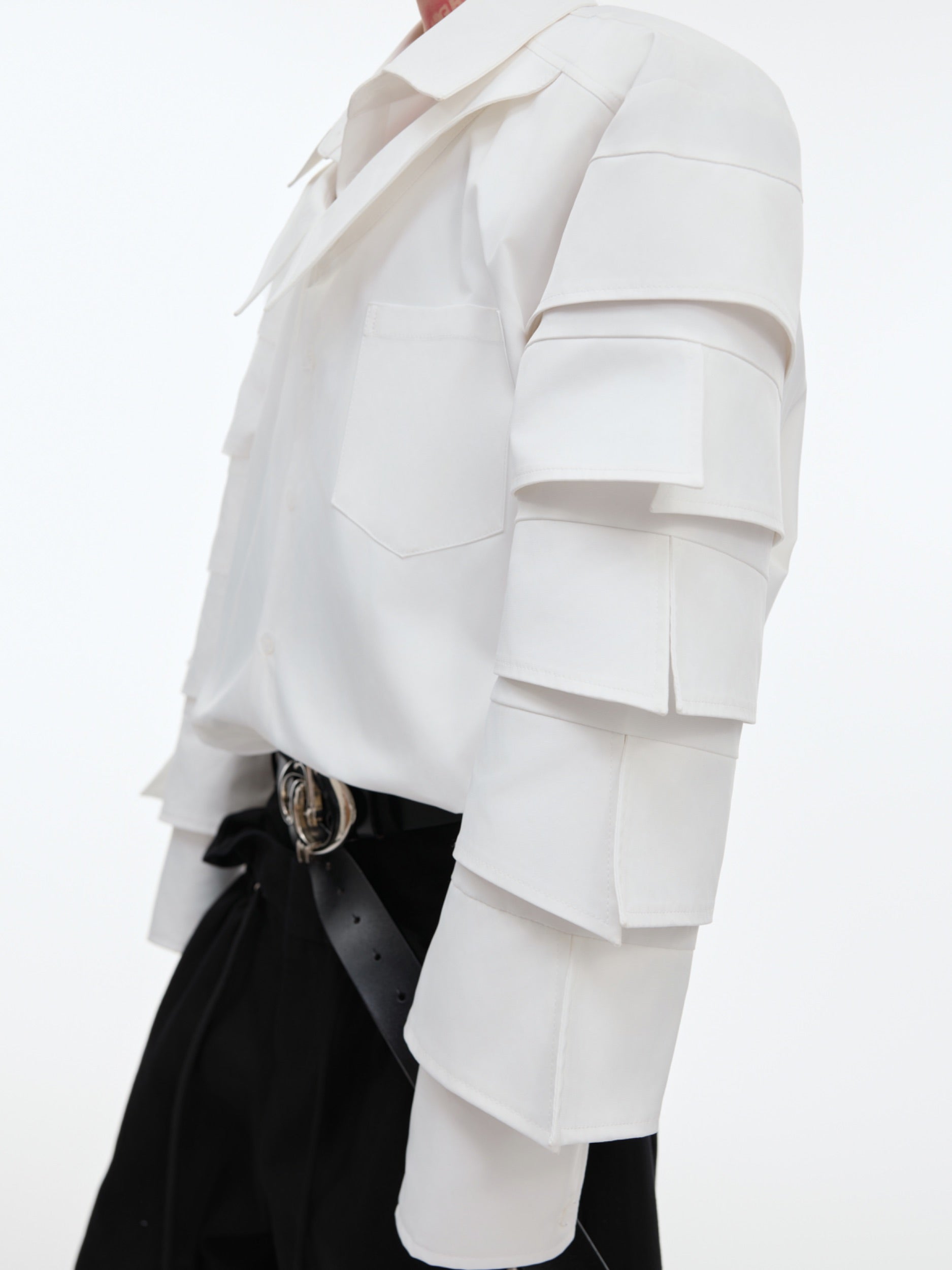 【24s Sep.】Shoulder-Pad Pleated Shirt-IYAMIUIO