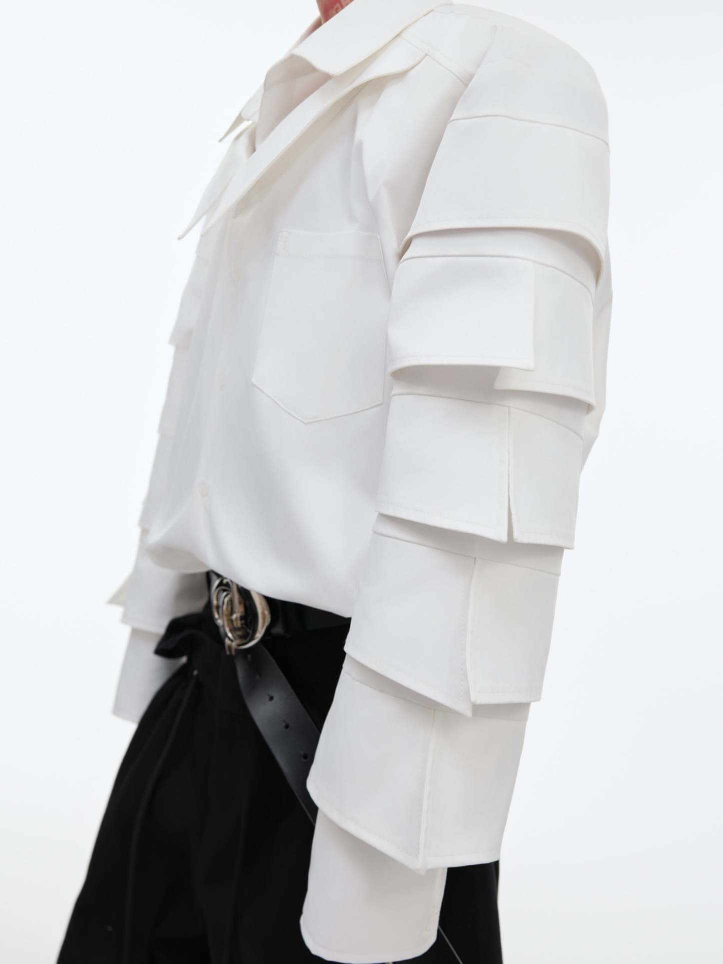 【24s Sep.】Shoulder-Pad Pleated Shirt-IYAMIUIO