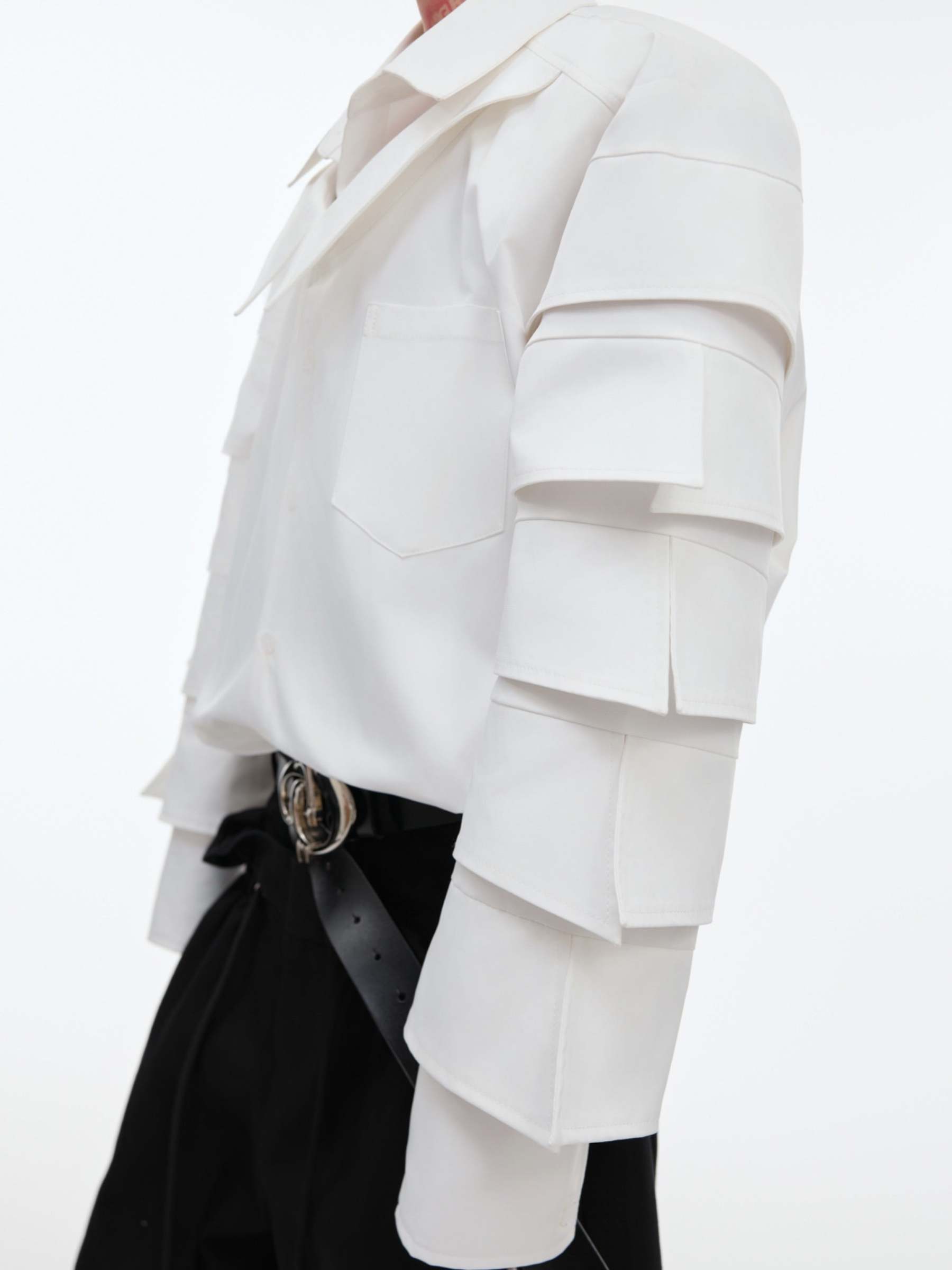 【24s Sep.】Shoulder-Pad Pleated Shirt-IYAMIUIO