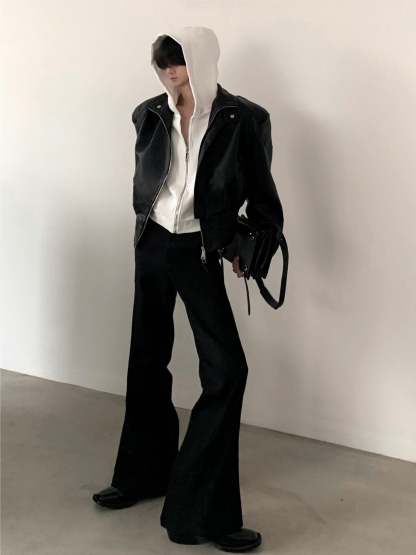 【24s March.】High Street Vibe Deconstructed Leather Jacket-IYAMIUIO