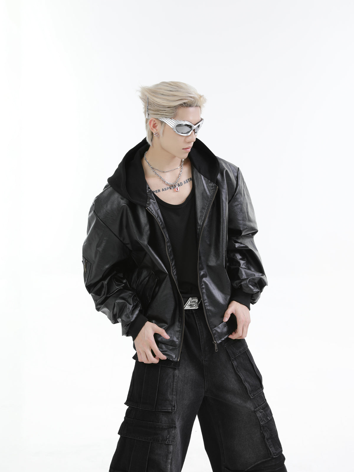 【24s Oct.】Versatile Heavy-Duty Patchwork Hooded Leather Jacket-IYAMIUIO
