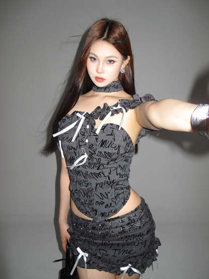 【24s May.】Princess Bow Fishbone Vest + Skirt Set-IYAMIUIO