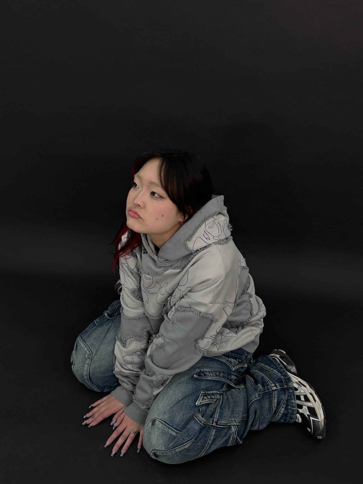 "LEVEL UP" Hoodie Grey-IYAMIUIO