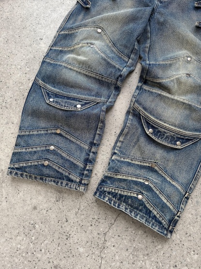 "WINTER ARMOR" Blue Cargo Pants-IYAMIUIO