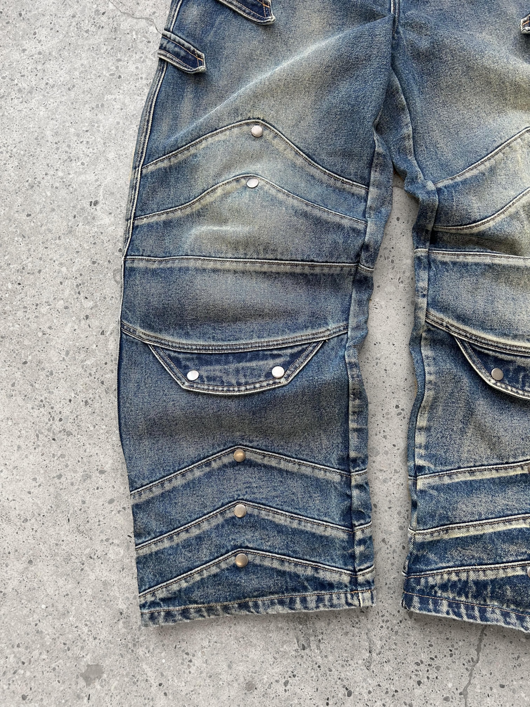 "WINTER ARMOR" Blue Cargo Pants-IYAMIUIO