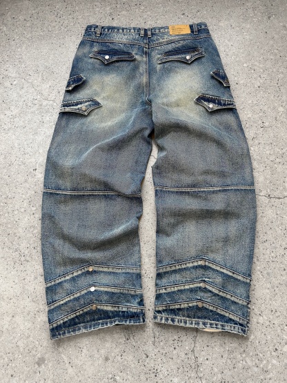 "WINTER ARMOR" Blue Cargo Pants-IYAMIUIO