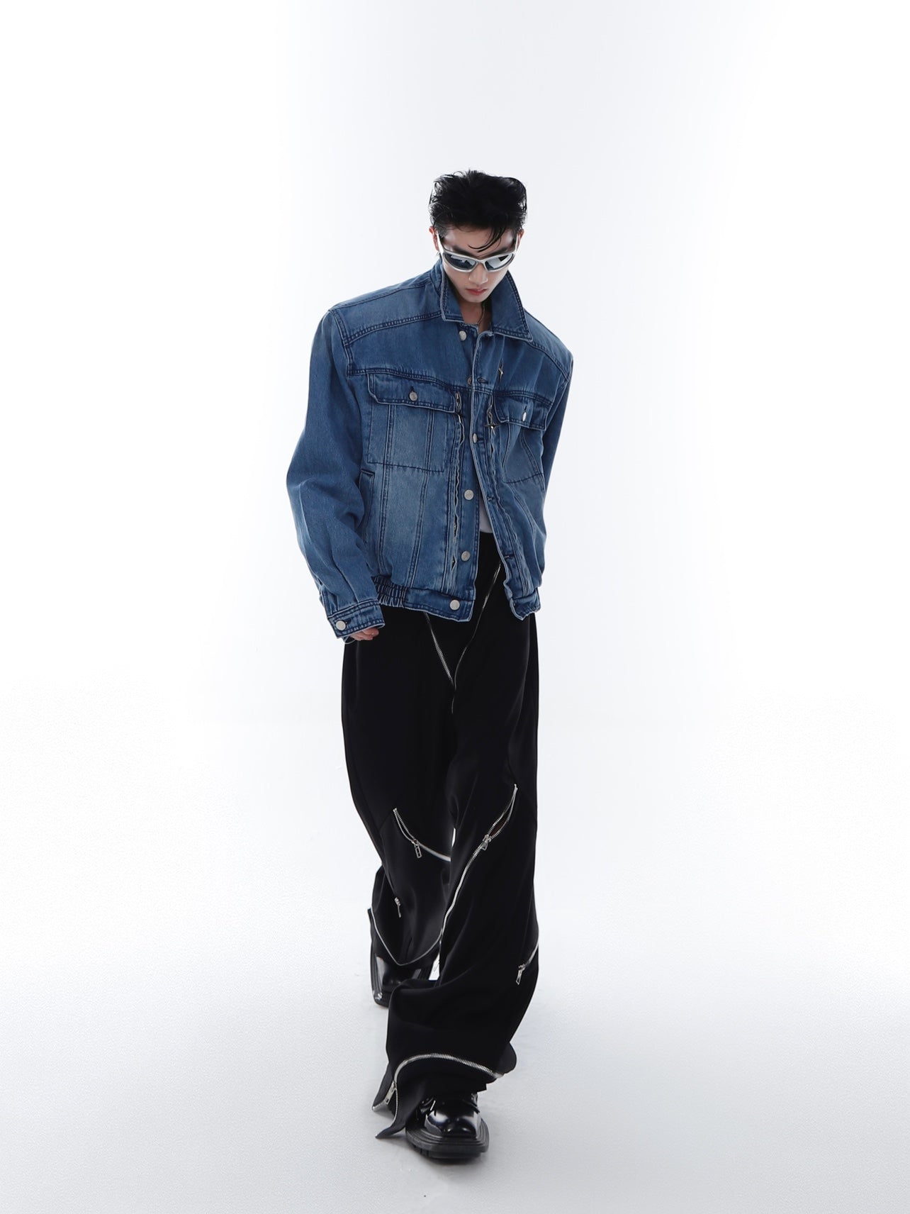 【23s Feb.】High Shoulder Cropped Denim Jacket-IYAMIUIO
