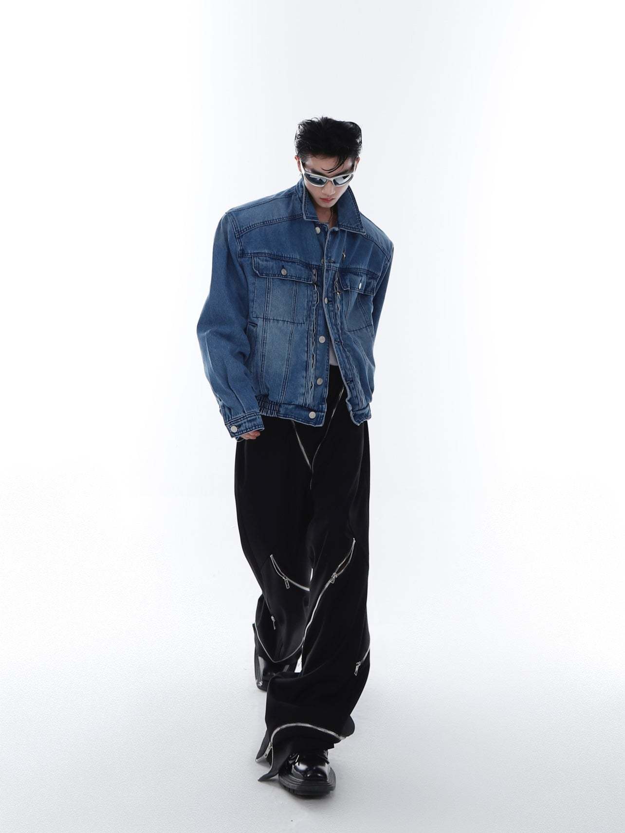 【23s Feb.】High Shoulder Cropped Denim Jacket-IYAMIUIO