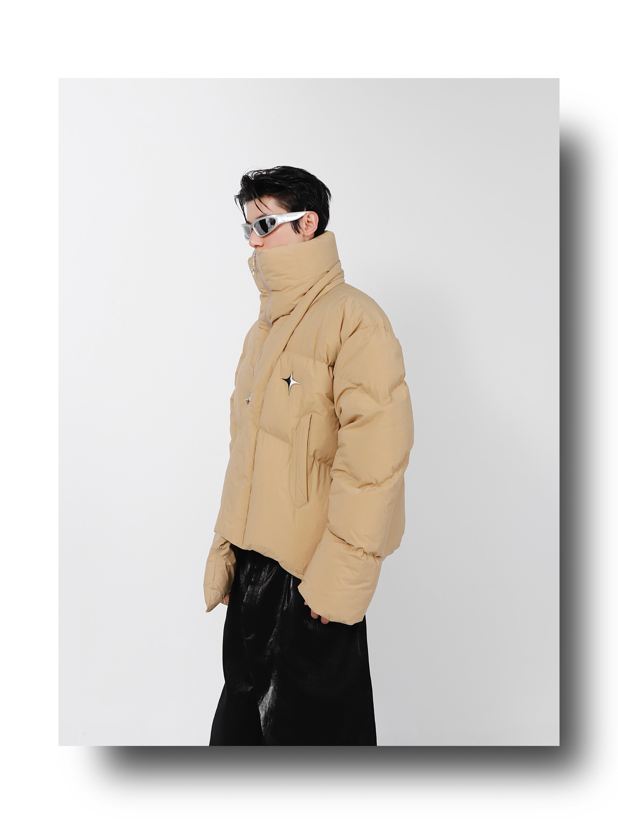 High Neck Asymmetrical Design Winter Coat-IYAMIUIO
