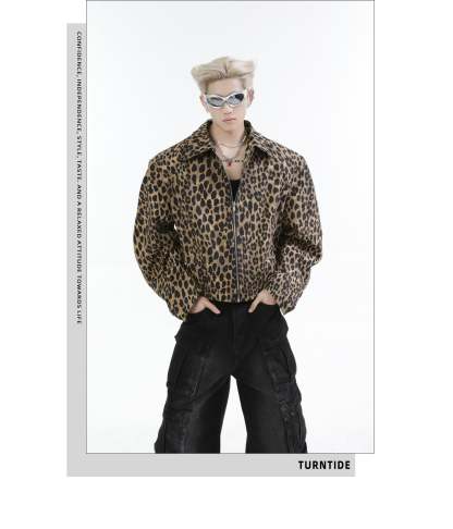 【24s Oct.】Leopard Washed Denim Vintage Jacket-IYAMIUIO