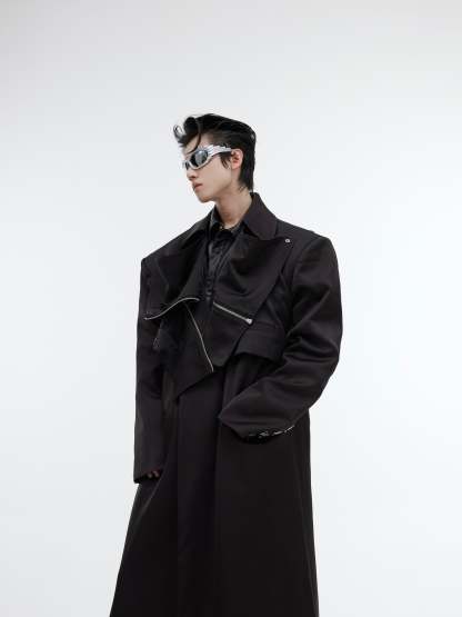 【23s October.】Double Layer Deconstructed Shoulder Padded Coat-IYAMIUIO