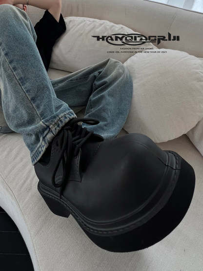 【New】Big Toe Platform Leather Shoes-IYAMIUIO