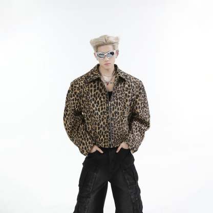 【24s Oct.】Leopard Washed Denim Vintage Jacket-IYAMIUIO
