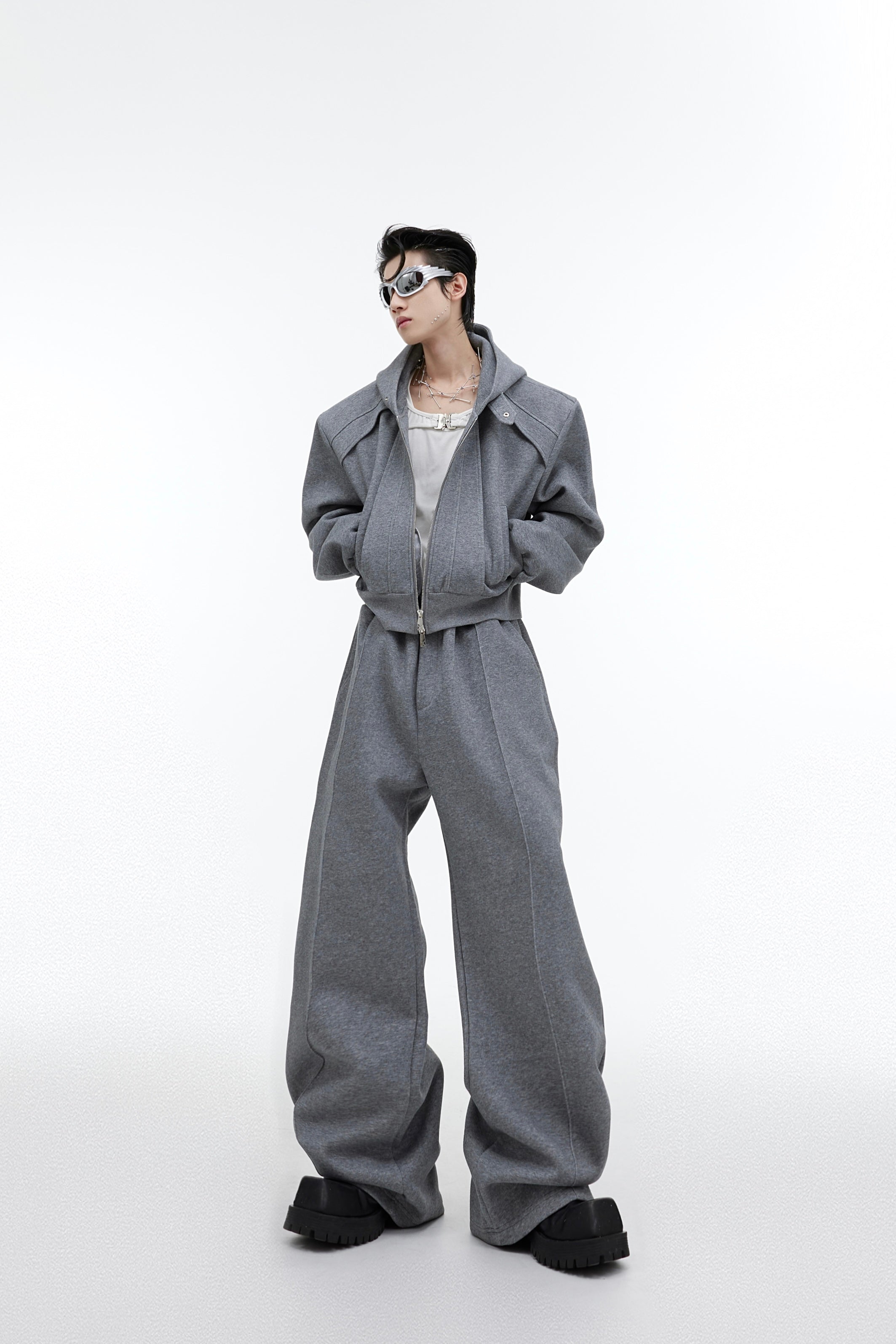 【23s October.】Fine Sparkly Hooded Sweatshirt Set-IYAMIUIO