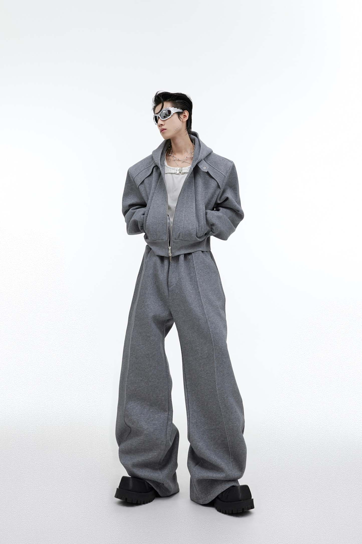 【23s October.】Fine Sparkly Hooded Sweatshirt Set-IYAMIUIO