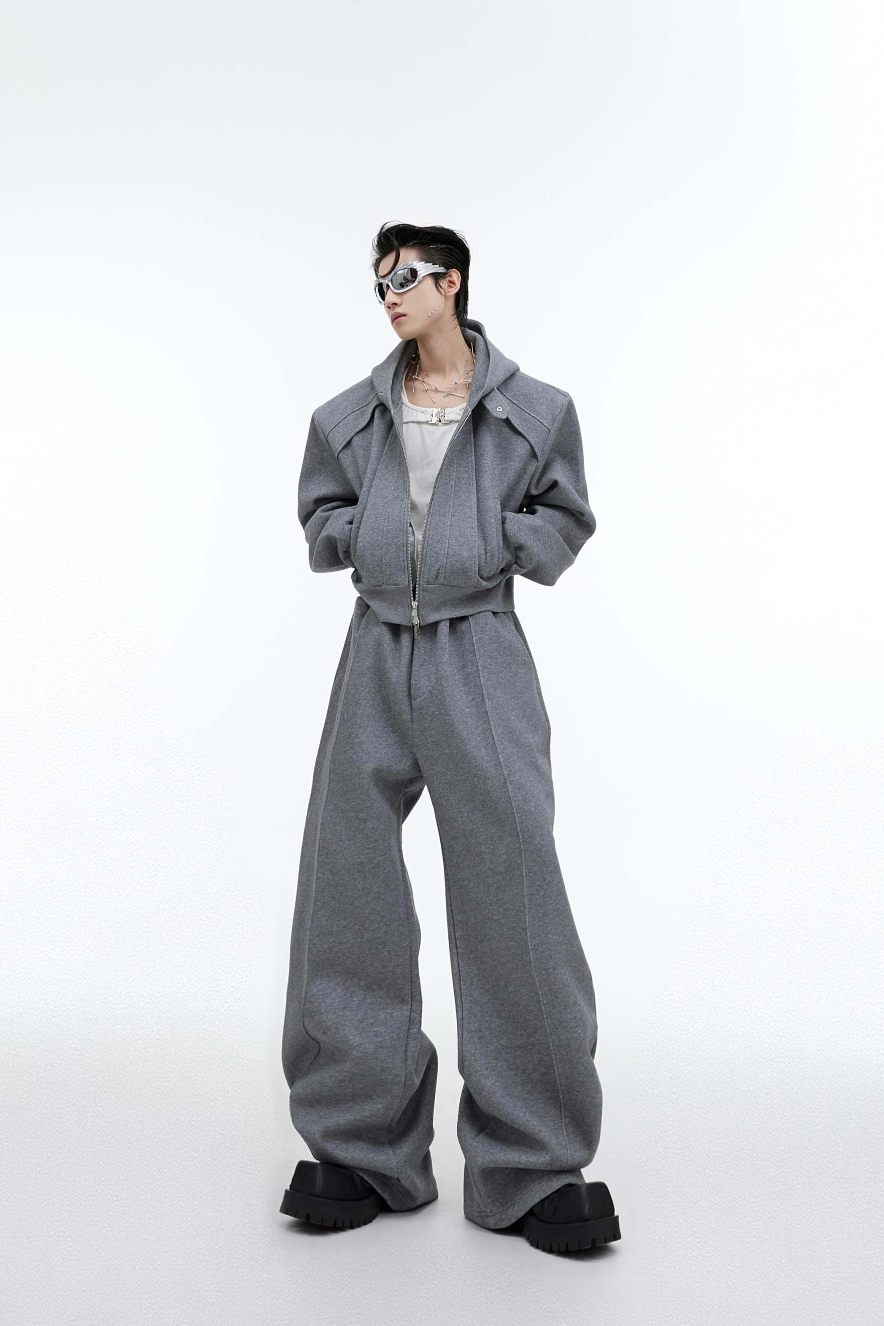 【23s October.】Fine Sparkly Hooded Sweatshirt Set-IYAMIUIO