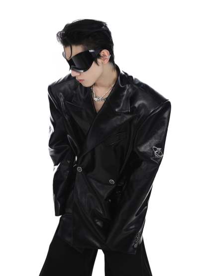 【23s Mar.】Shoulder Pad PU Leather Suit-IYAMIUIO