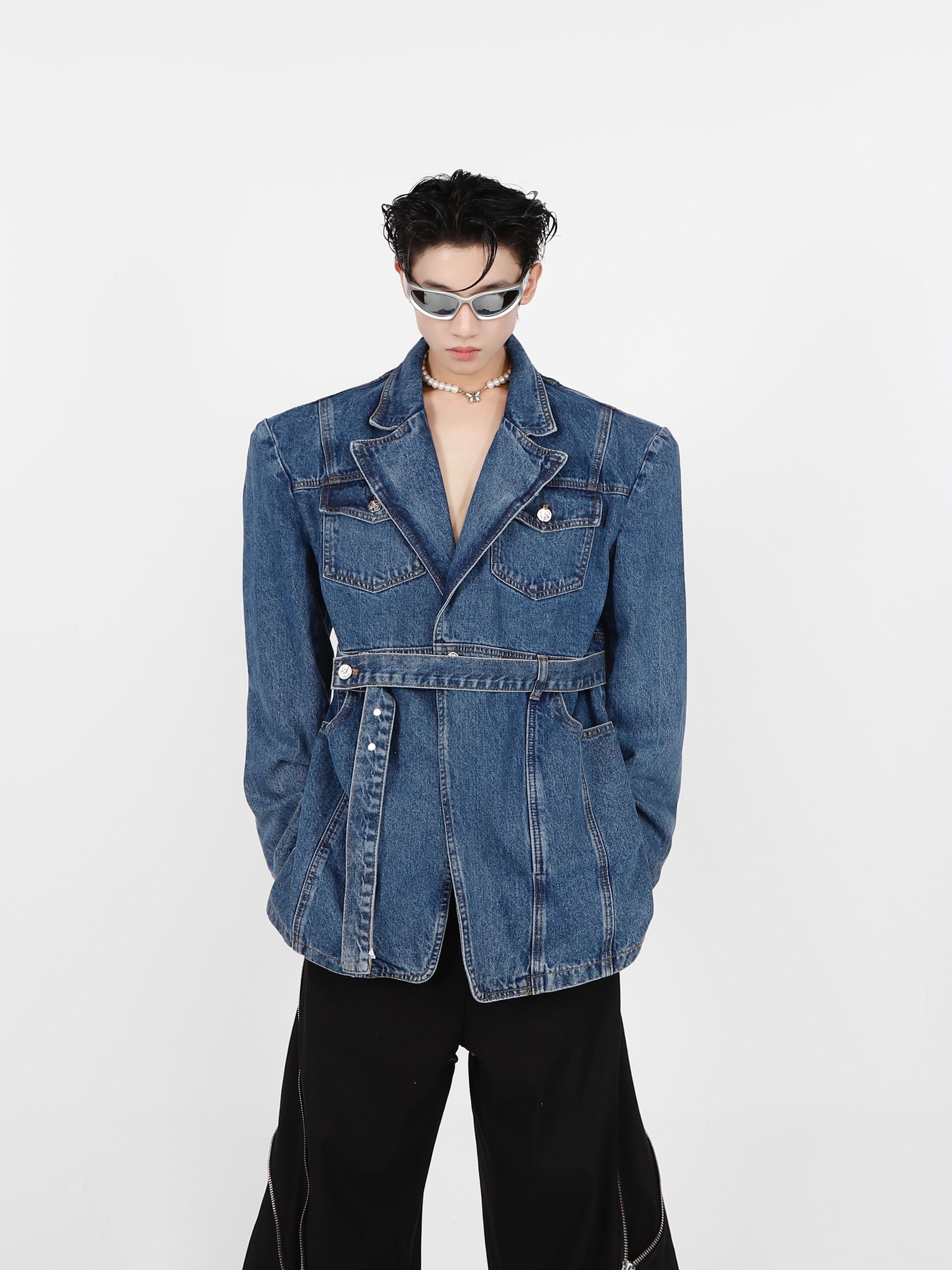3D Deconstructed Denim Top-IYAMIUIO