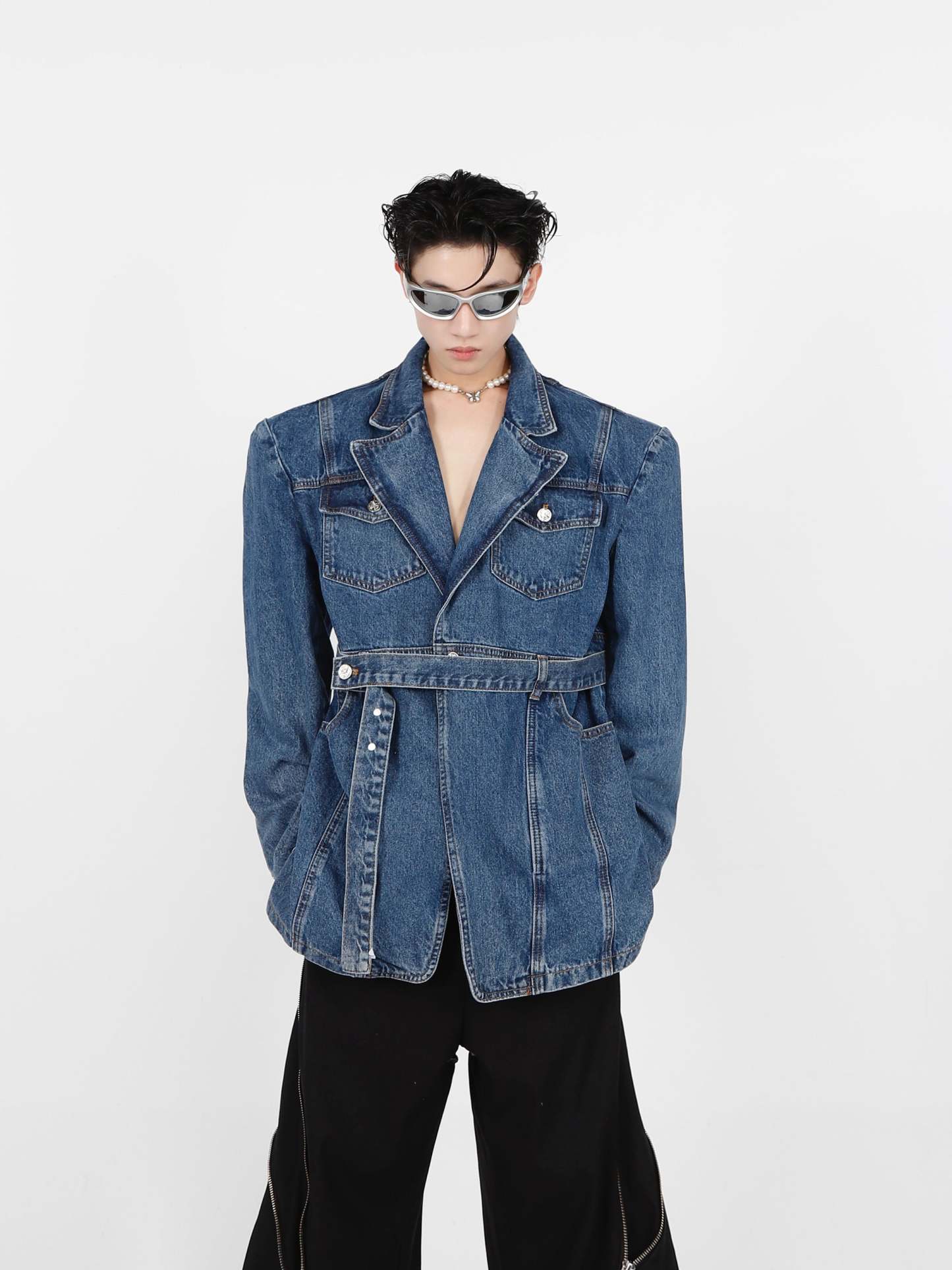 3D Deconstructed Denim Top-IYAMIUIO