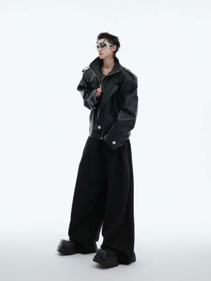 【24s Oct.】Fake Two-piece Crocodile Print Short Leather Jacket-IYAMIUIO