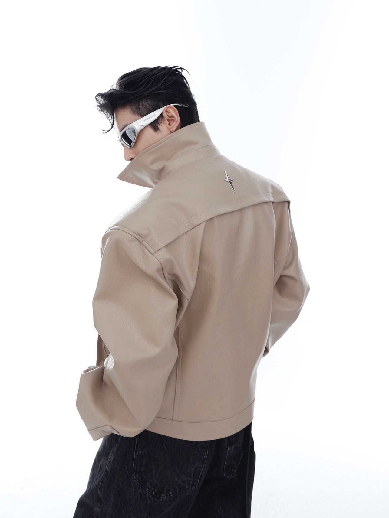 【23s Feb.】Large Pocket High Shoulder Leather Jacket-IYAMIUIO
