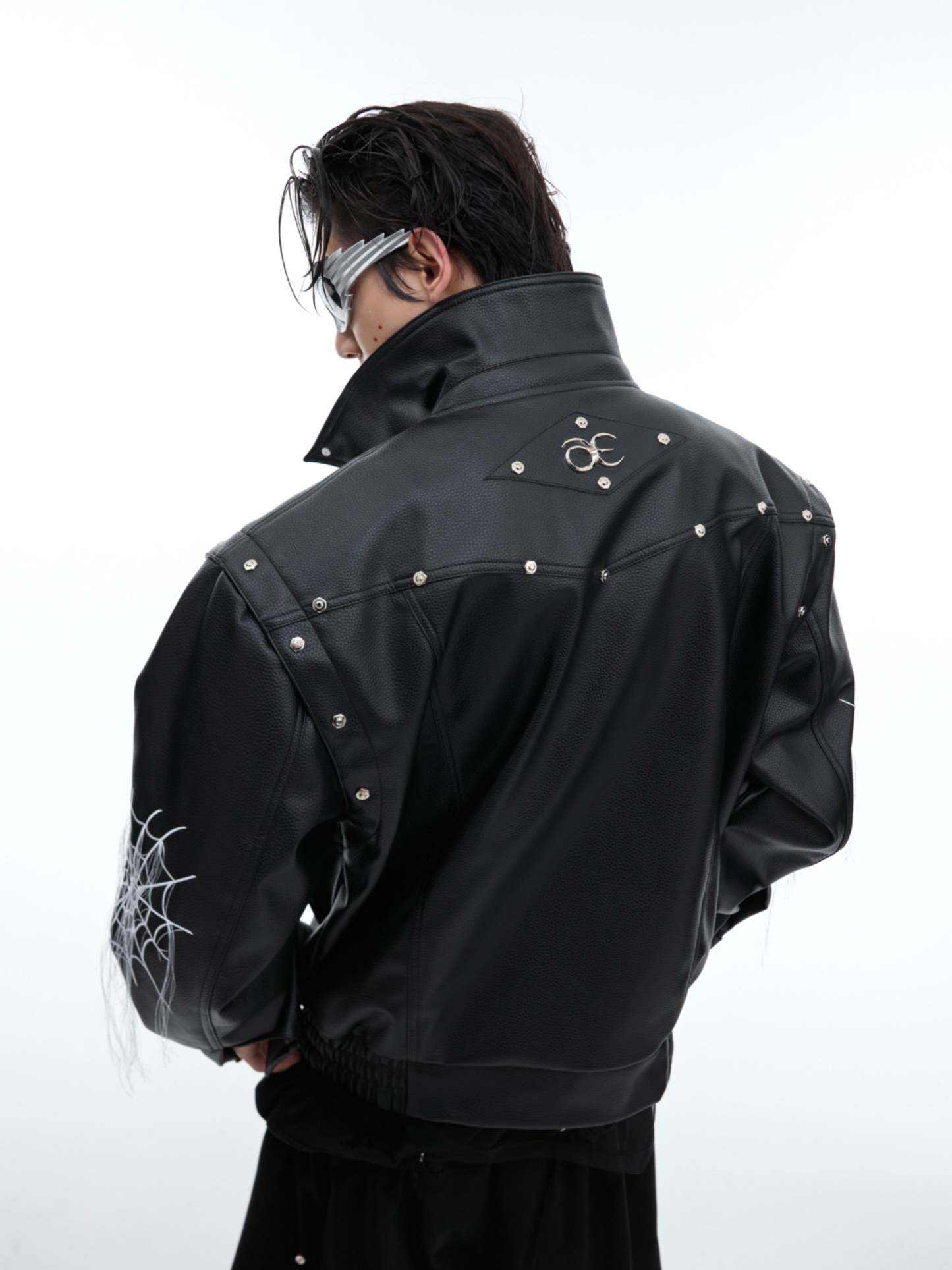 【24s Sep.】Spiderweb Metal Studded Tassel Leather Jacket-IYAMIUIO