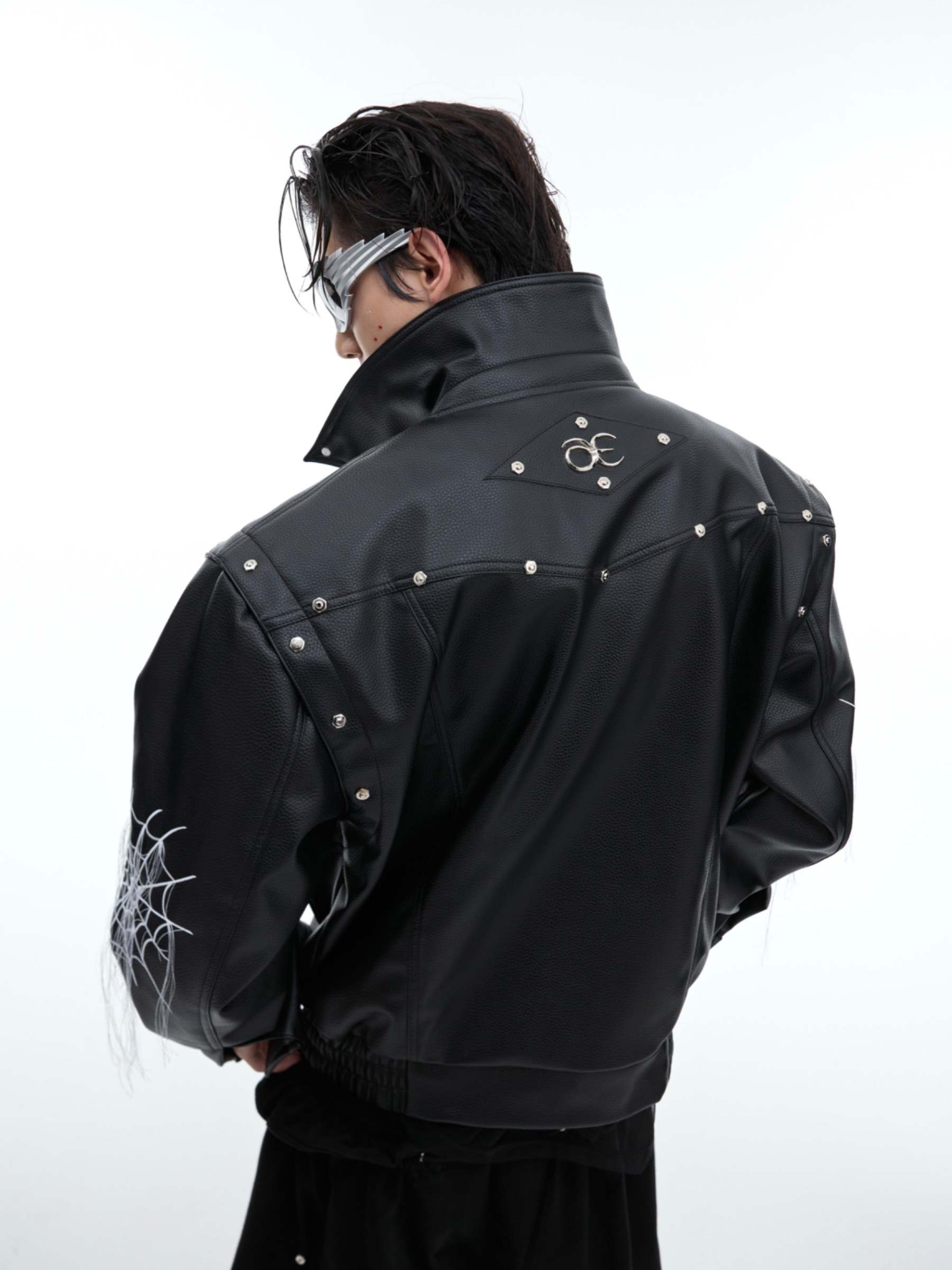 【24s Sep.】Spiderweb Metal Studded Tassel Leather Jacket-IYAMIUIO