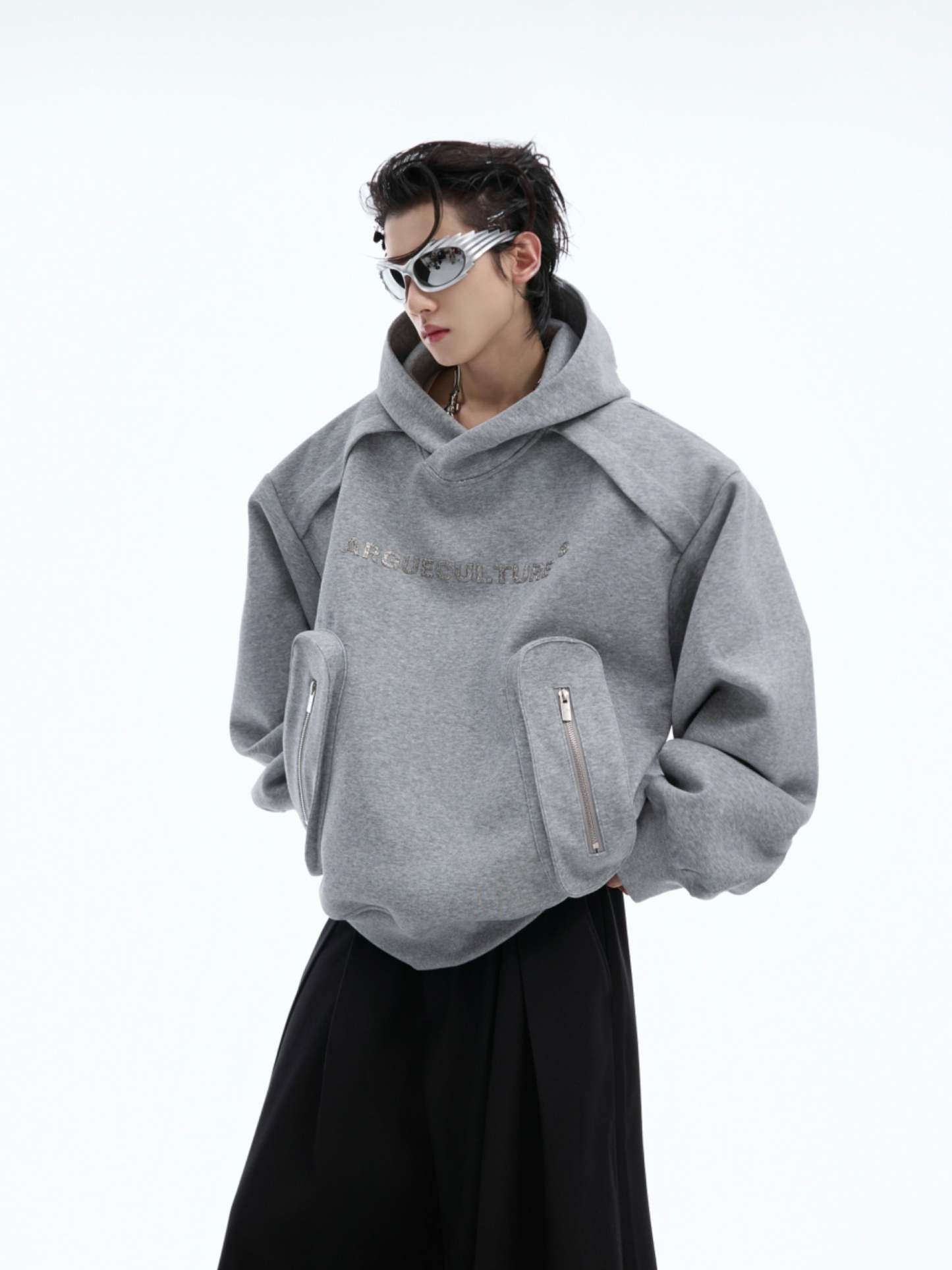 【24s Oct.】Simple Pocket Padded Shoulder Hoodie-IYAMIUIO
