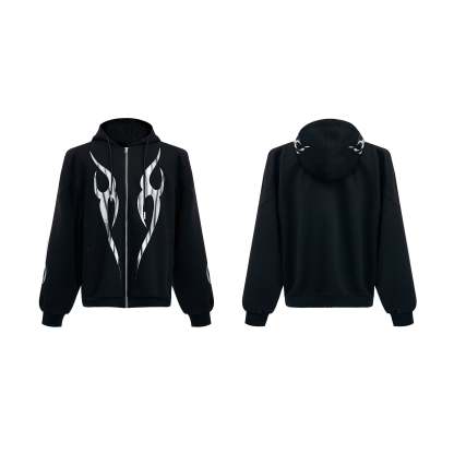 【24s Oct.】Pioneer Metal Flame Print Hoodie-IYAMIUIO
