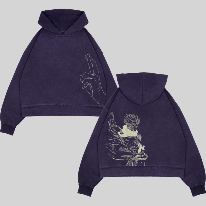 Vintage Washed Hoodie - JJK-IYAMIUIO