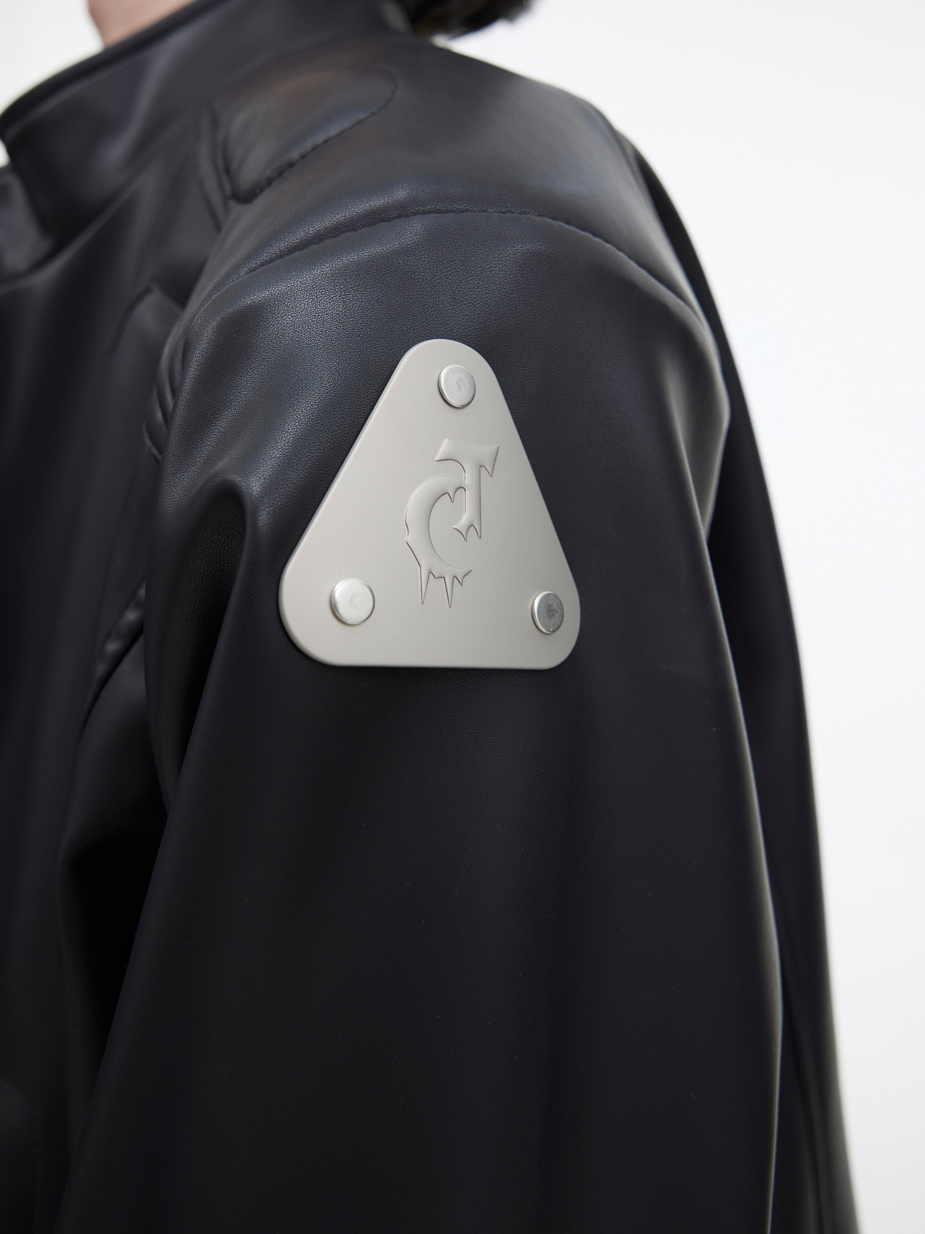 【23s September.】Metallic Logo 3D Deconstructed Leather Jacket-IYAMIUIO
