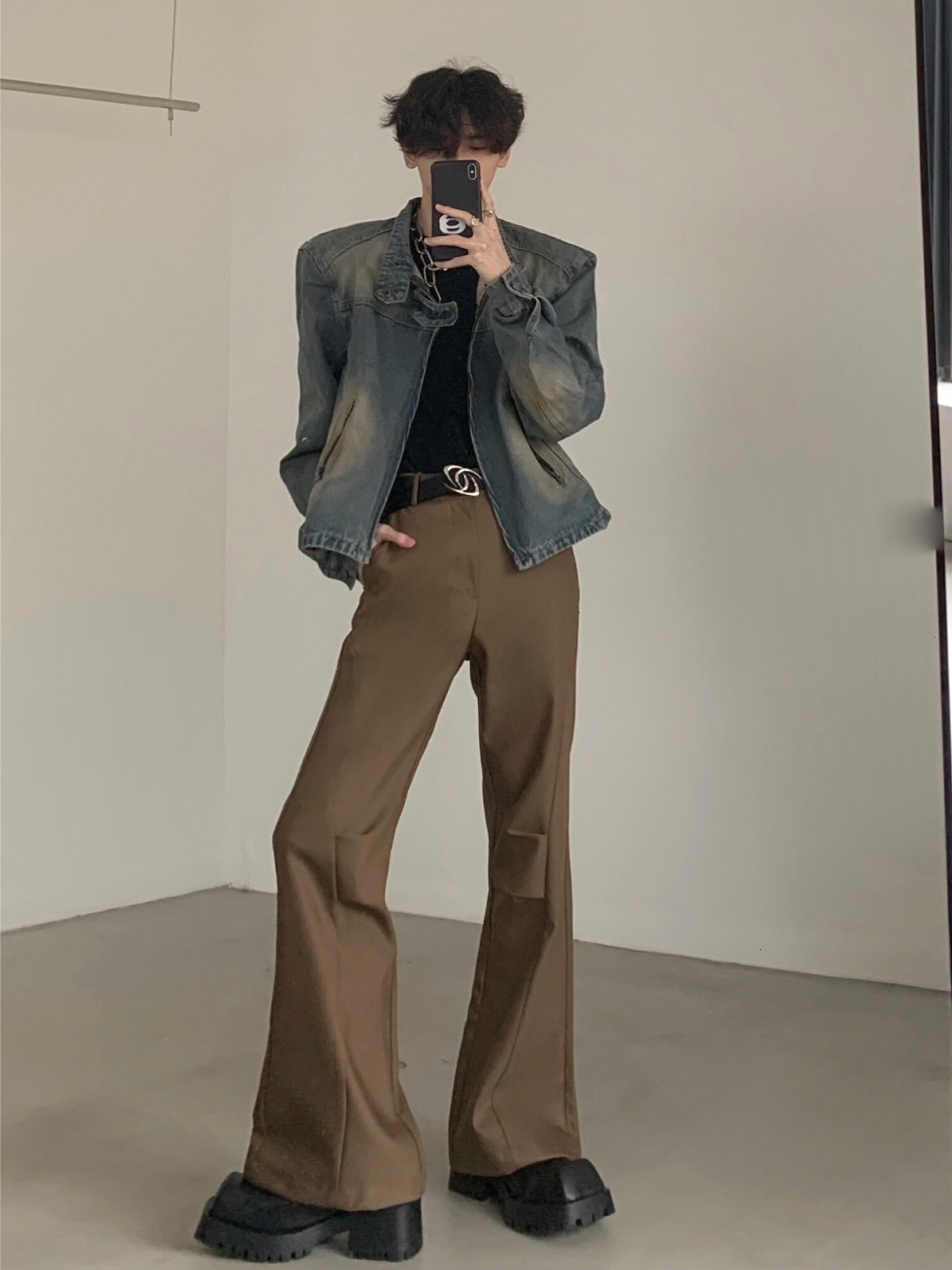 【24s March.】Retro Shoulder Padded Denim Premium Jacket-IYAMIUIO