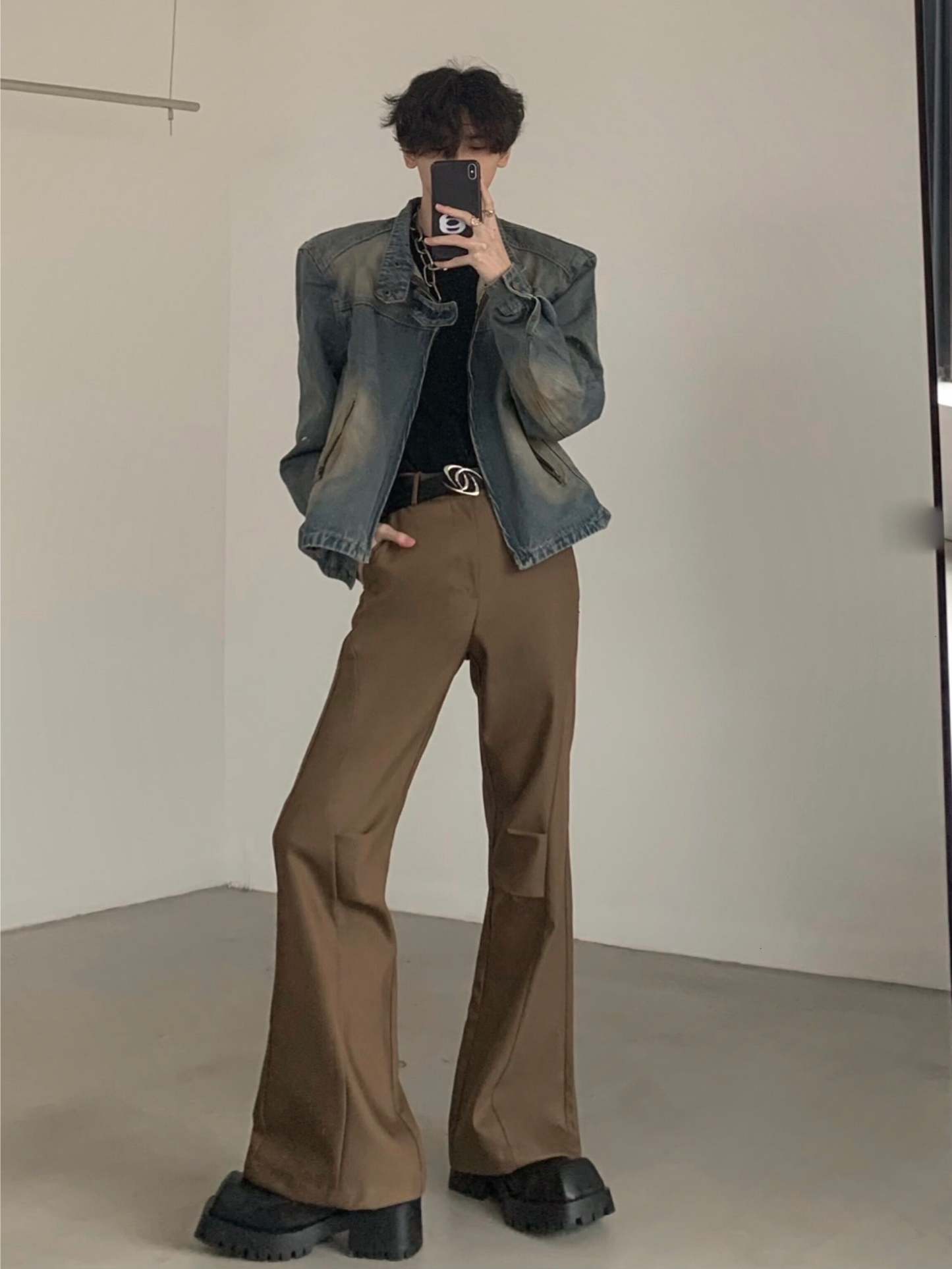 【24s March.】Retro Shoulder Padded Denim Premium Jacket-IYAMIUIO