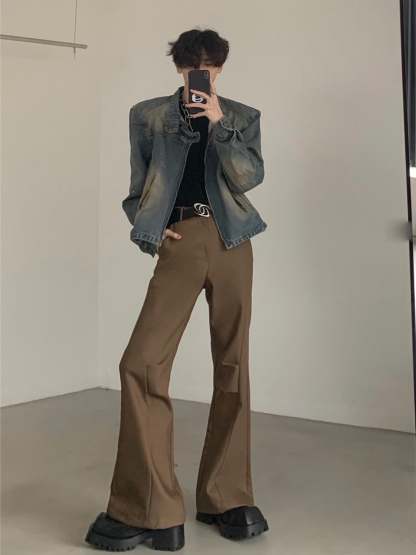 【24s March.】Retro Shoulder Padded Denim Premium Jacket-IYAMIUIO