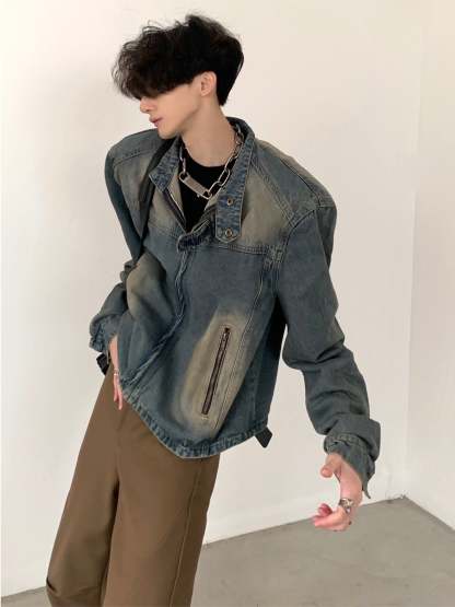 【24s March.】Retro Shoulder Padded Denim Premium Jacket-IYAMIUIO
